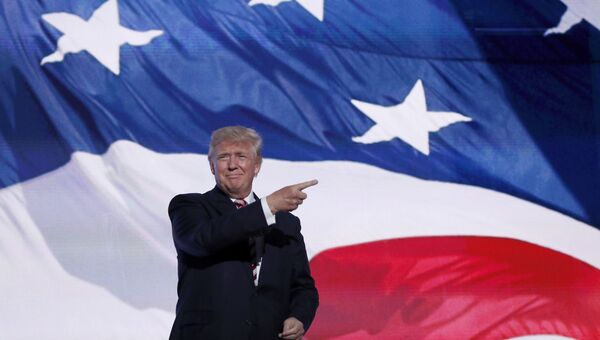 Кандидат в президенты США Дональд Трамп на съезде Республиканской партии в Кливленде. 20 июля 2016