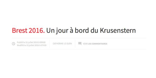 Заголовок статьи на сайте французского издания Le Telegramme Заголовок статьи на сайте французского издания Le Telegramme