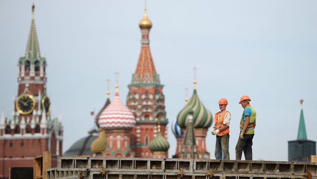 Строительство комплекса Зарядье в Москве