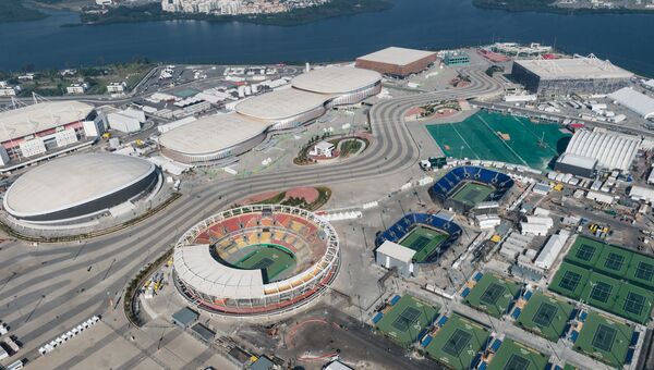 Вид с воздуха на Олимпийский парк в Рио - де - Жанейро, Бразилия. Архивное фото