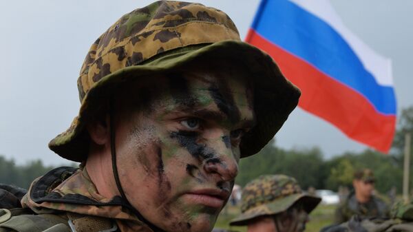 Военнослужащий вооруженных сил России во время международных армейских игр в Новосибирской области. Архивное фото