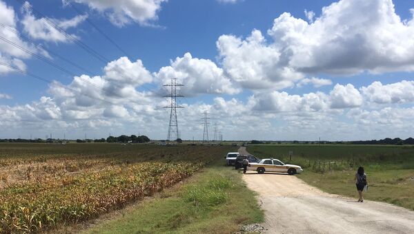 Полицейские машины недалеко от места крушения воздушного шара в штате Техас. 30 июля 2016