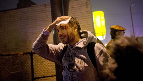 Репортер Los Angeles Times во время беспорядков в Сент-Луисе. 23 ноября 2014
