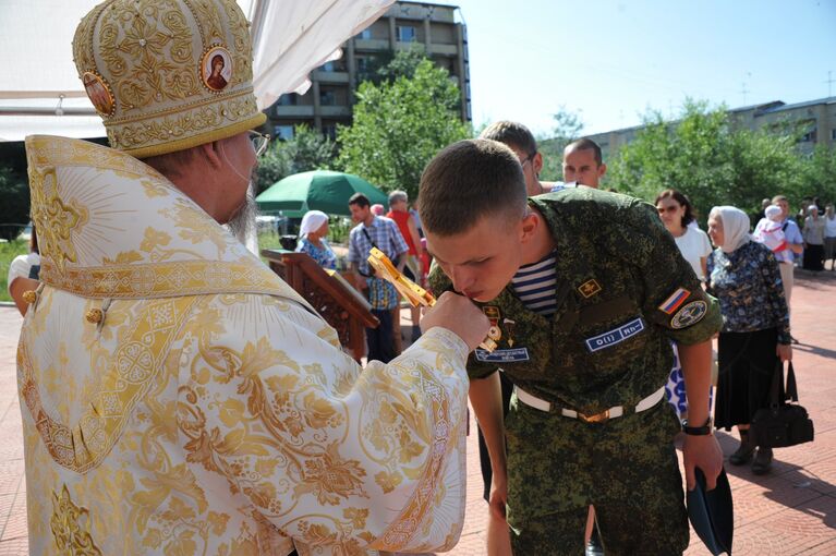 Молебен в день ВДВ у Свято-Ильинской часовни в Чите