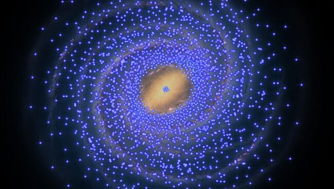 Синие точки – молодые звезды в нашей Галактике, которых оказалось неожиданно мало в ее центре