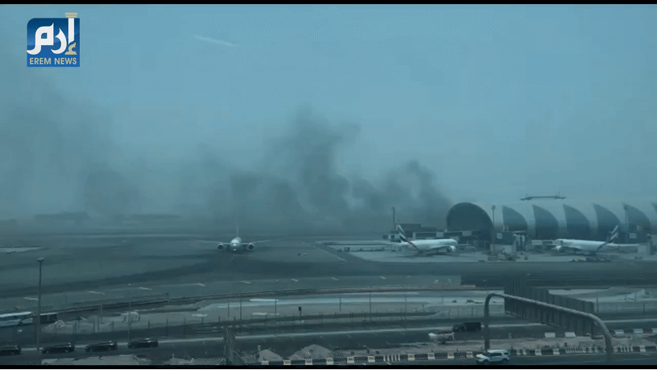 Видео с места ЧП в аэропорту Дубая