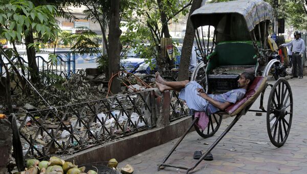 Рикша на улице Калькутты, Индия