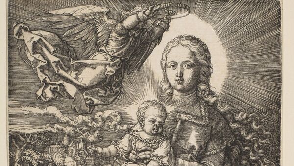 Гравюра Дева Мария коронованная ангелом Альбрехта Дюрера