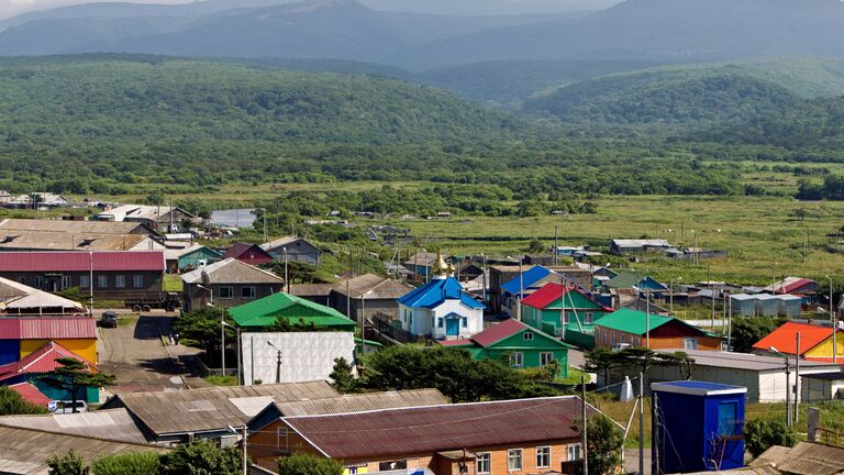 Поселок Курильск на острове Итуруп