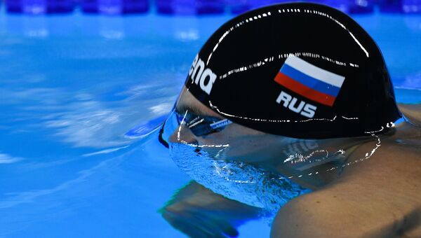 Антон Чупков в финальном заплыве на 200 м брассом во время соревнований по плаванию на XXXI летних Олимпийских играх