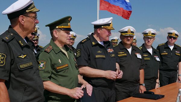 Главком ВМФ России адмирал Владимир Королев во время учений Черноморского флота