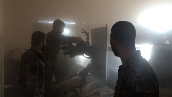 Огневая поддержка при штурме артиллерийского училища на юго-западе Алеппо