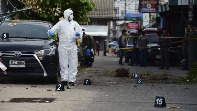 Криминалист на места взрыва в Хуахине, Таиланд