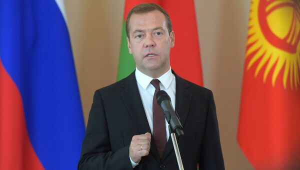 Дмитрий Медведев после заседания ЕврАзЭС в Сочи. 12 августа 2016