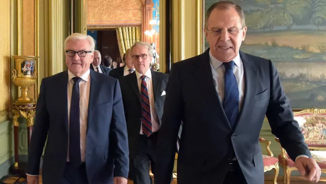 Встреча глав МИД РФ и Германии Сергея Лаврова и Франка-Вальтера Штайнмайера в Москве. Март 2016 года