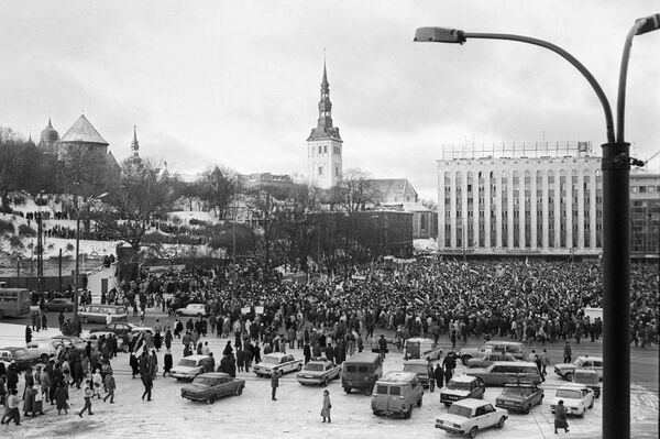 Антиправительственная демонстрация в Таллине. 1991 год
