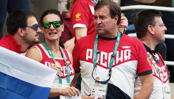 Елена Исинбаева и Владимир Сальников на XXXI летних Олимпийских играх