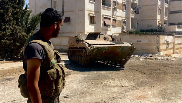 Бойцы сирийской армии на юго-западе Алеппо. Архивное фото