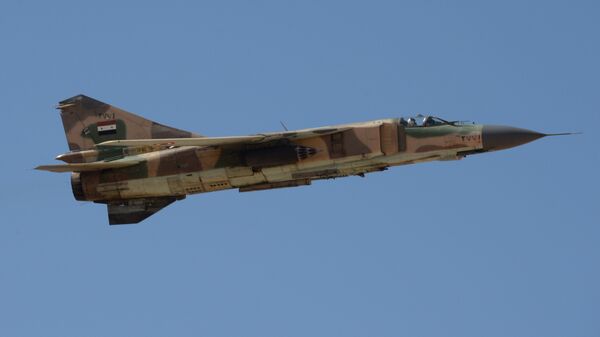 Самолет МиГ-23 ВВС Сирии в небе. Архивное фото