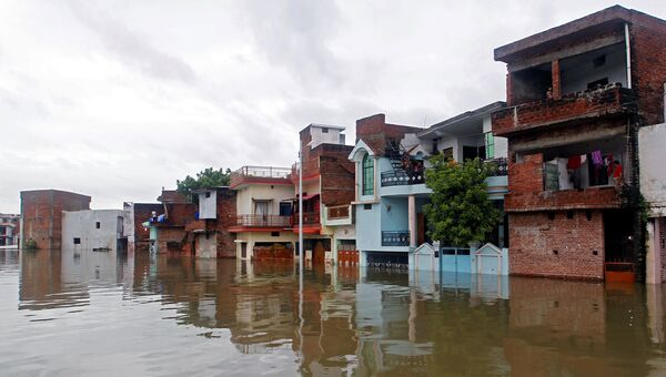 Затопленные дома в Аллахабаде, 19 августа 2016