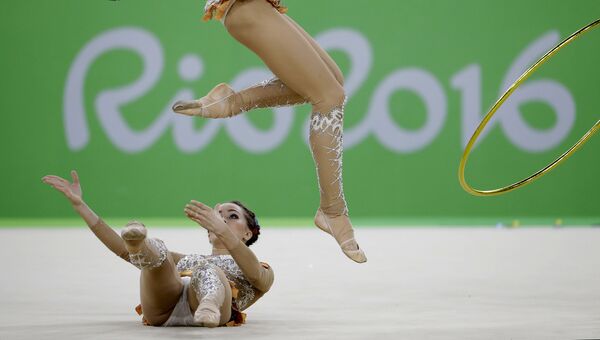 Спортсменки сборной России выступают в финале групповых соревнований по художественной гимнастике на XXXI летних Олимпийских играх. Архивное фото