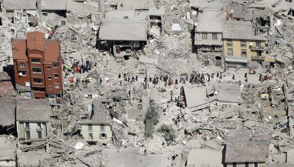 Последствия землятресения в итальянском городе Аматриче. 24 августа 2016