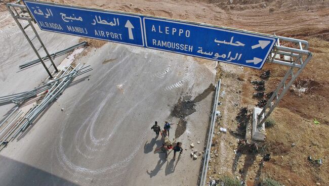 Развязка основной правительственной трассы в районе Рамусе на юго-западе Алеппо