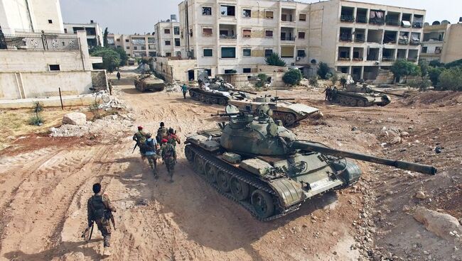 Обстановка в районе артиллерийского училища на юго-западе Алеппо. Сирия. Архивное фото