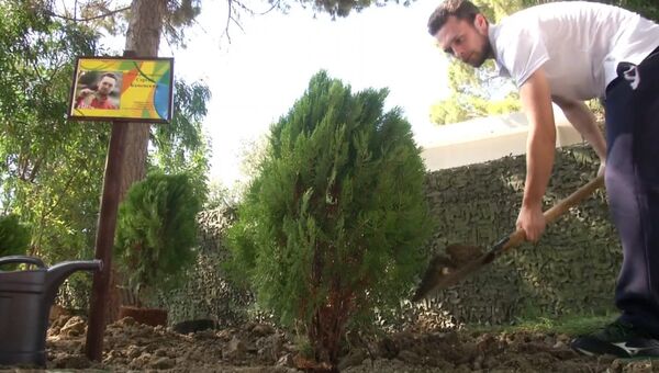 Российские олимпийцы посадили деревья на авиабазе Хмеймим в Сирии