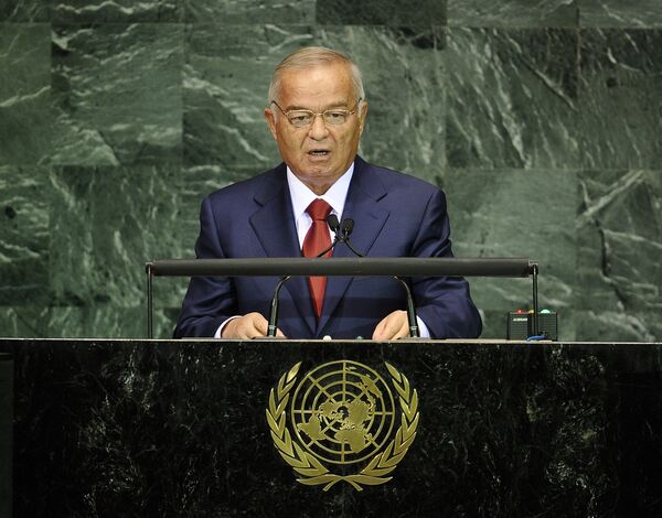 Президент Республики Узбекистан Ислам Каримов во время выступления перед Генеральной Ассамблеей ООН
