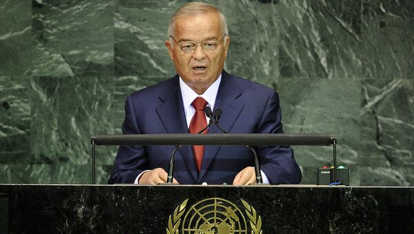 Президент Республики Узбекистан Ислам Каримов во время выступления перед Генеральной Ассамблеей ООН