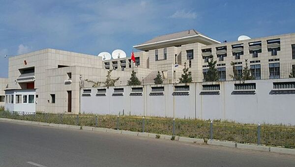 Здание посольства КНР в Бишкеке, где произошел взрыв. 30 августа 2016. Архивное фото