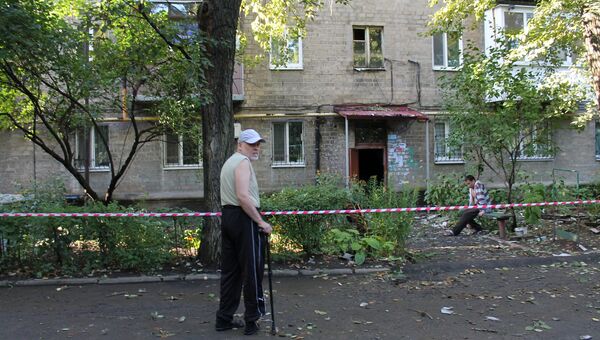 Жилое здание, поврежденное в результате обстрела Киевского района Донецка. Архивное фото