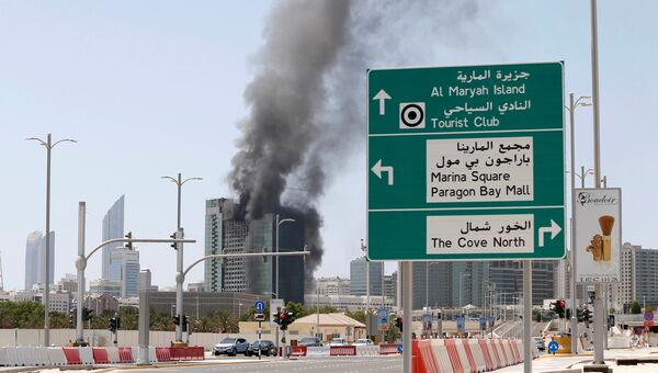 Пожар в строящемся здании в столице ОАЭ Абу-Даби
