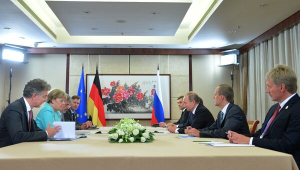 4 сентября 2016. Президент РФ Владимир Путин и канцлер ФРГ Ангела Меркель в Ханчжоу