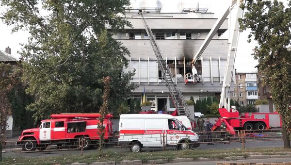 Студия телеканала Интер сгорела в Киеве. Кадры с места ЧП