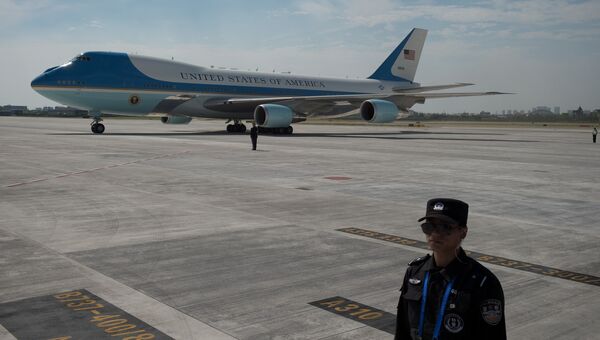Самолет президента США Барака Обамы в аэропорту Ханчжоу. 3 сентября 2016