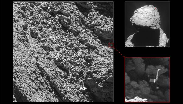 Посадочный модуль Фила на поверхности кометы
