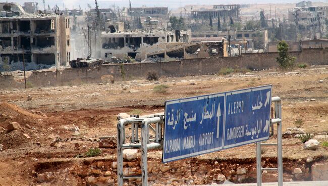 Территория военных училищ в Алеппо, которая была освобождена сирийской армией от боевиков