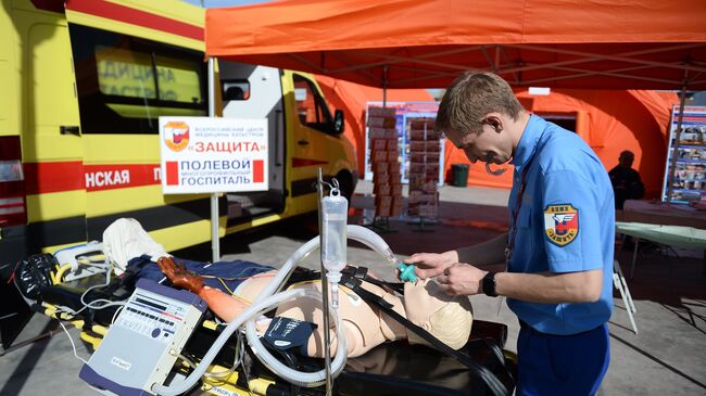 Полевой многофункциональный госпиталь представлен в открытой экспозиции на Международном военно-техническом форуме АРМИЯ-2016