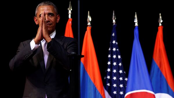 Президент США Барак Обама во время саммита АСЕАН в столице Лаоса Вьентьяне