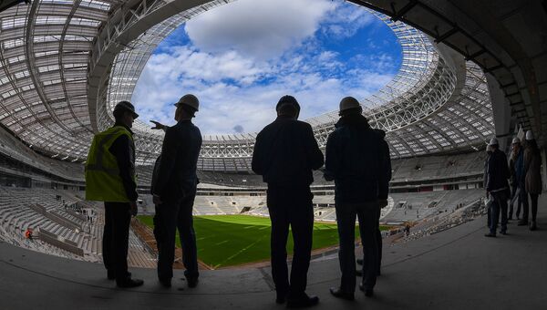 Реконструируемый к Чемпионату мира по футболу FIFA 2018 стадион Лужники в Москве. Архивное фото