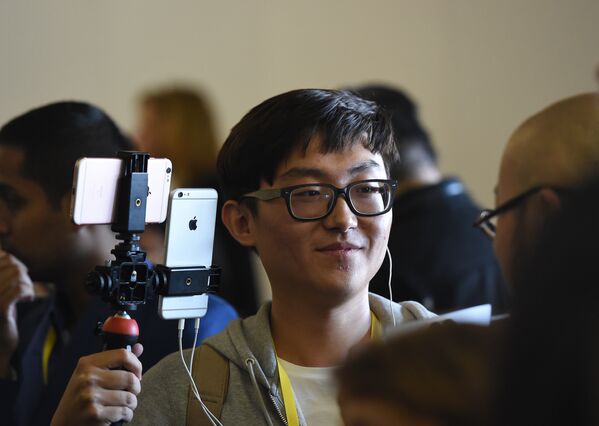 Журналисты на презентации нового iPhone 7 в Сан-Франциско