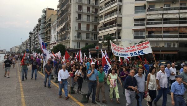 В Салониках прошел антиправительственный митинг
