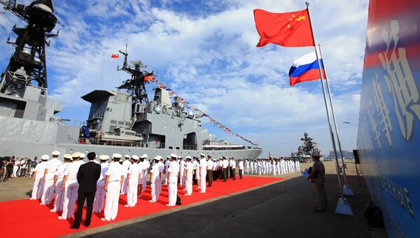 Прибытие российских кораблей в порт города Чжаньцзян для участия в учениях Морское взаимодействие-2016