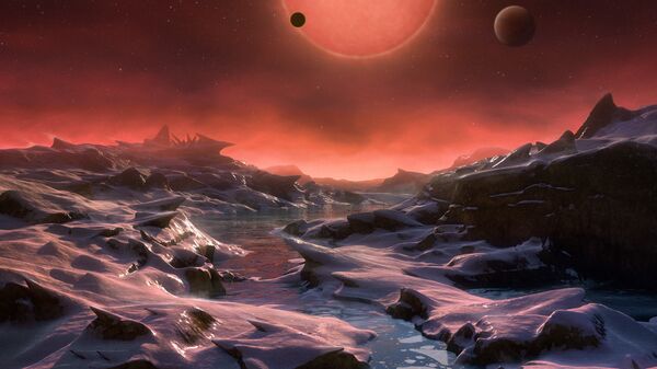 Так художник представил себе планету TRAPPIST-1d и ее две кузины