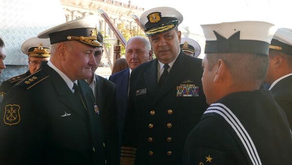 Главком ВМФ России Владимир Королев на встрече с командующим ВМС Колумбии. Архивное фото