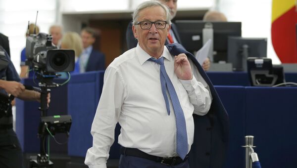Председатель Еврокомиссии Жан-Клод Юнкер после заседания Европарламента в Страсбурге. 14 сентября 2016 года