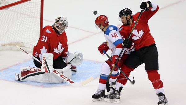 Выставочный матч по хоккею между сборными России и Канады