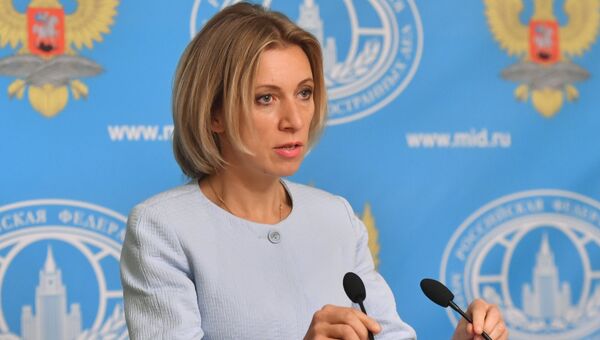 Официальный представитель министерства иностранных дел РФ Мария Захарова во время брифинга по текущим вопросам внешней политики. 15 сентября 2016